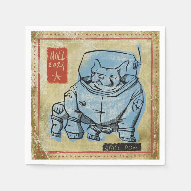Serviette En Papier Space dog (Devant)