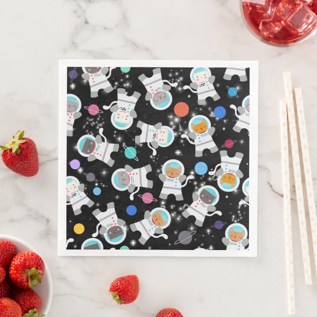 Serviette En Papier Space Kittens Chat Astronaut Motif mignon (En situation)