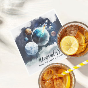 Serviette En Papier Space Planètes & Rockship Boy 1er anniversaire