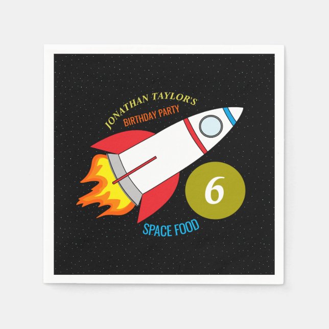 Serviette En Papier Space Rocket to the Moon Children's Birthday (Devant)