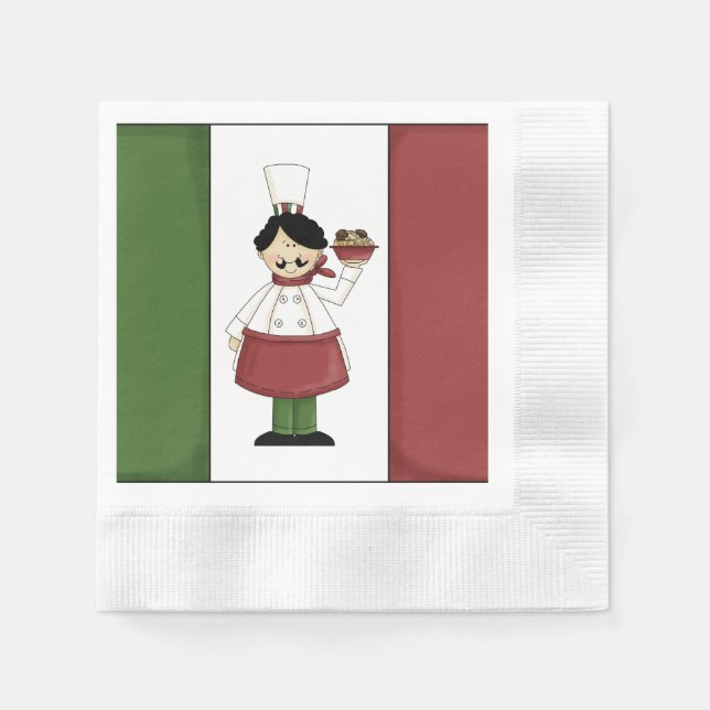Serviette En Papier Spaghetti Dîner Chef italien plaque papier (Devant)