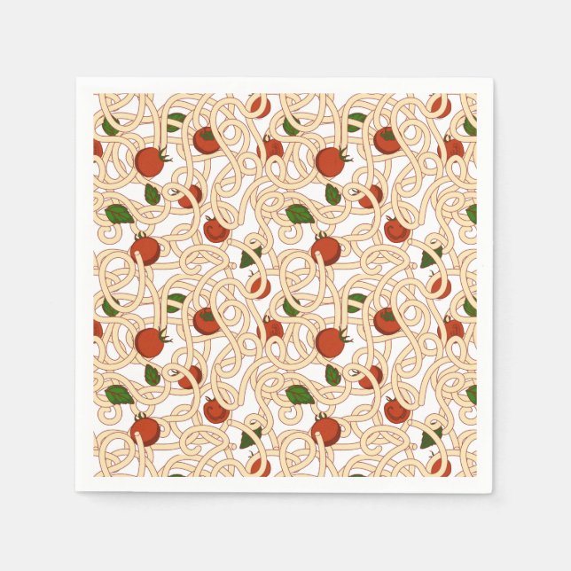 Serviette En Papier Spaghetti pâtes nourriture italienne avec tomate (Devant)