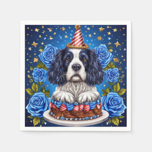 Serviette En Papier Spaniel Chien Célébrant un Anniversaire avec un Ch