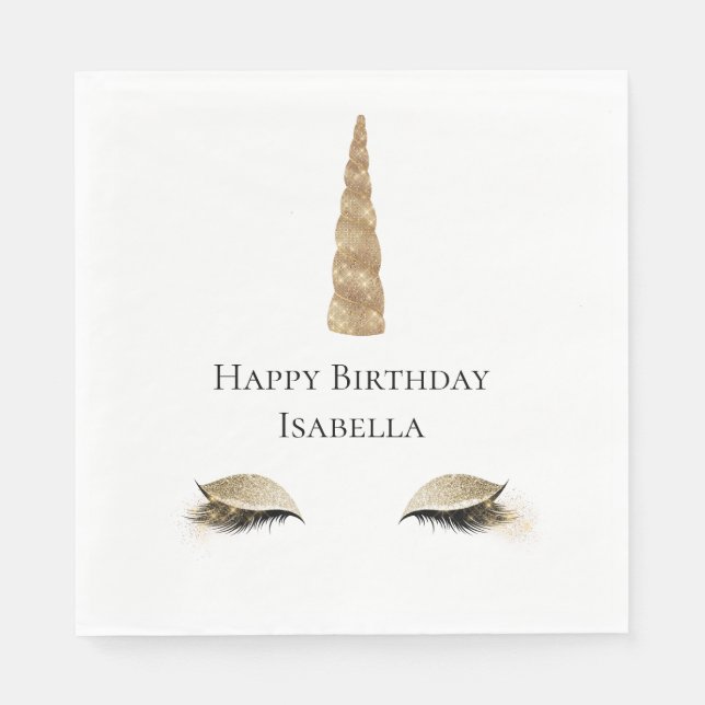 Serviette En Papier Sparkle Gold Glam Unicorn (Devant)