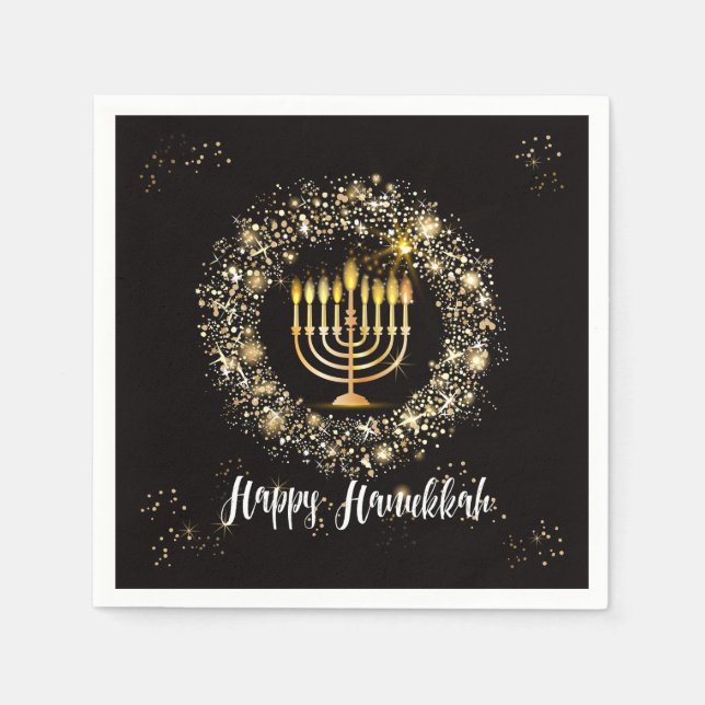 Serviette En Papier Sparkle Menorah Hanoukka (Devant)