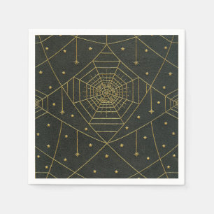 Serviette En Papier Spiderweb araignée étoile noir et or vintage