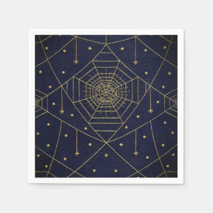 Serviette En Papier Spiderweb araignée étoile noir et or vintage
