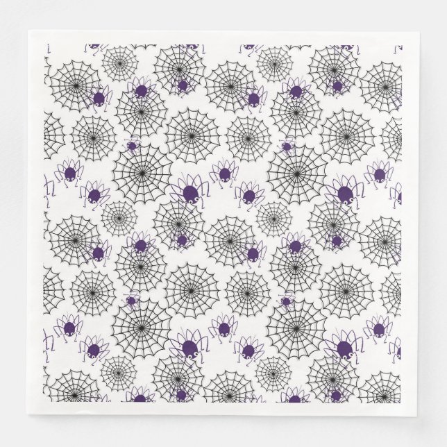 Serviette En Papier Spiderweb & araignées violettes Halloween Motif bl (Devant)