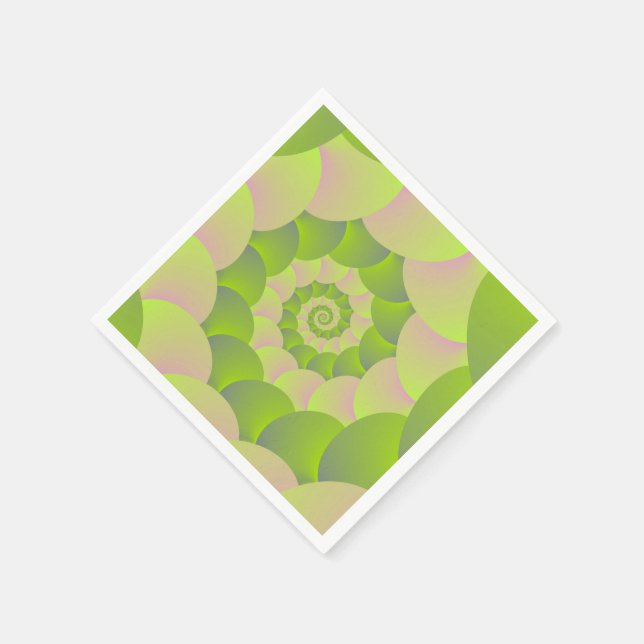 Serviette En Papier Spirale en rose et vert (Coin)