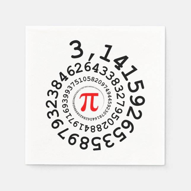 Serviette En Papier spirale originale des chiffres Pi numéro 3,14... (Devant)