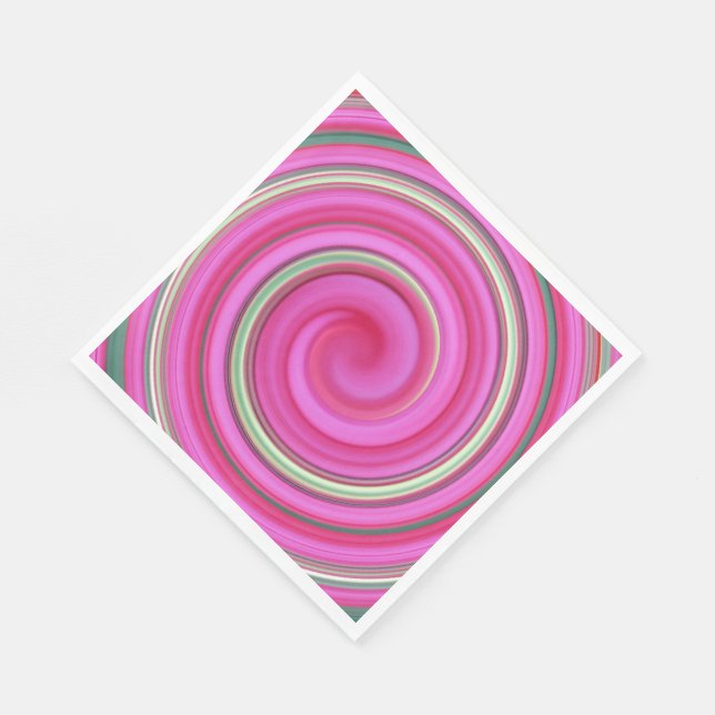 Serviette En Papier spirale rose et verte (Coin)