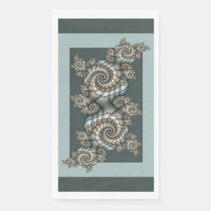 Serviette En Papier Spirales d'art fractal abstrait beige bleu clair