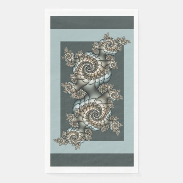 Serviette En Papier Spirales d'art fractal abstrait beige bleu clair (Devant)