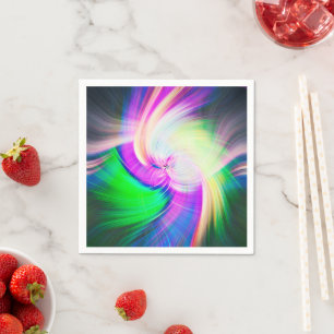 Serviette En Papier SPIRALFLUO - Psychédélique colorée moderne fractal
