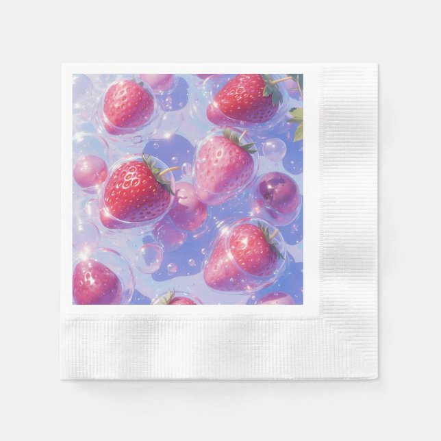 Serviette En Papier Splash de raisins de fraise (Devant)