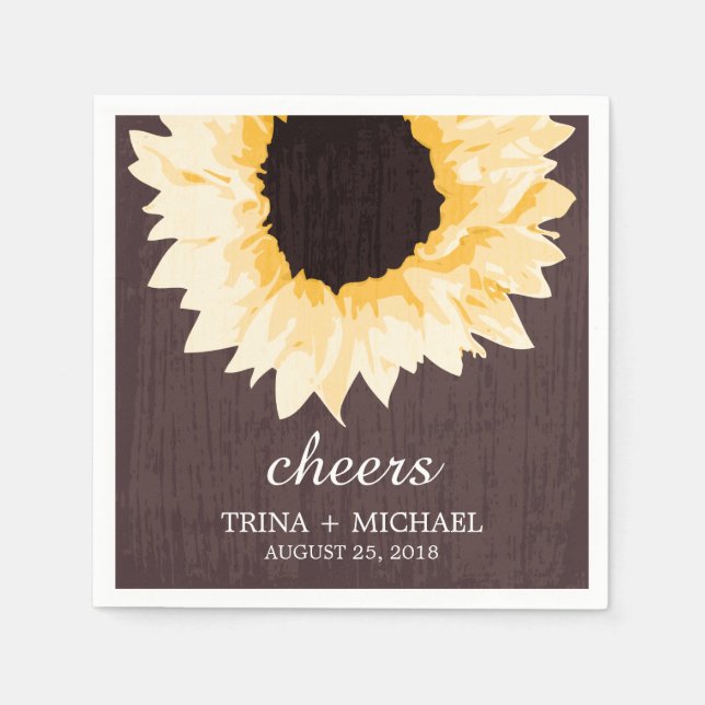 Serviette En Papier Splendeur de tournesol russe | MARIAGE (Devant)