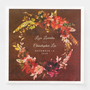 Serviette En Papier Splendor Automne Chute Floral Wreath Browne Mariag