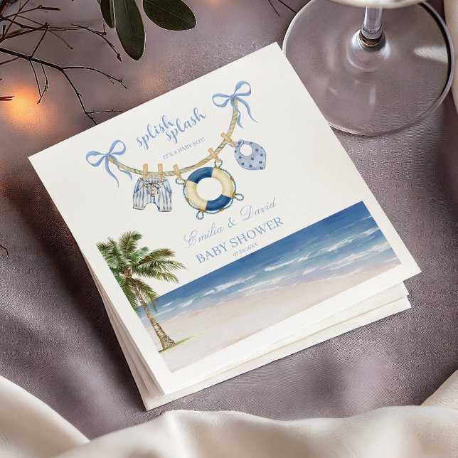 Serviette En Papier Splish Splash Baby Boy Beach Baby Shower (Créateur téléchargé)