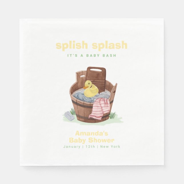 Serviette En Papier Splish Splash Baignoire En Caoutchouc Canard Bébé  (Devant)