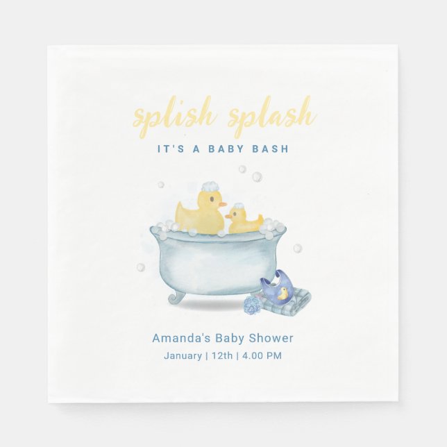 Serviette En Papier Splish Splash Maman Canard Bébé Douche (Devant)