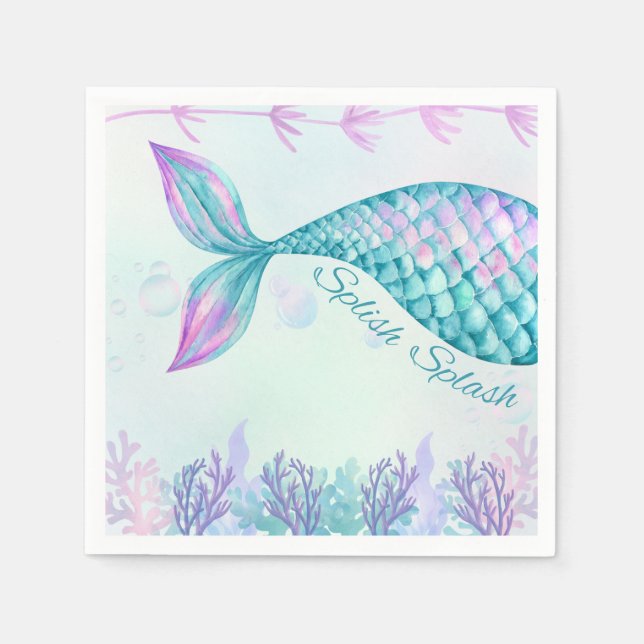 Serviette En Papier Splish Splash Mermaid Bash Cocktail Napkin (Devant)