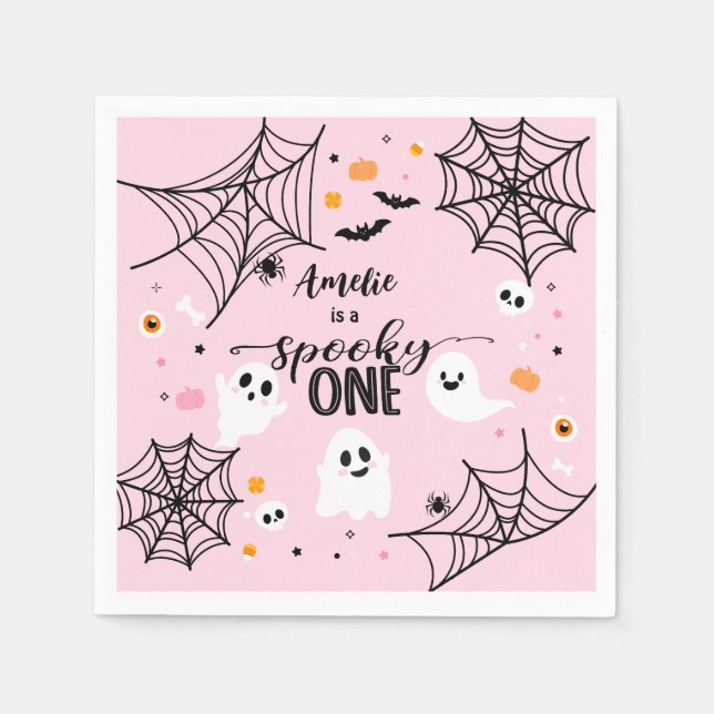 Serviette En Papier Spooky One Cute Ghost Pink Halloween (Devant)