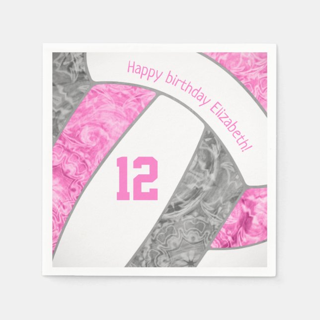 Serviette En Papier sport de volley-ball féminin rose (Devant)
