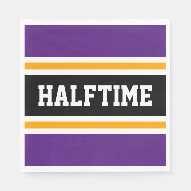 Serviette En Papier Sportif Royal violet jaune noir HALFTIME Stripes (Devant)