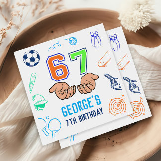 Serviette En Papier Sports 6 7 Meme Trend Six Seven Birthday Party
