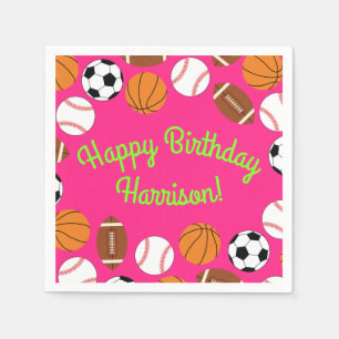 Serviette En Papier Sports Anniversaire Fête Enfants Cute Rose Girls
