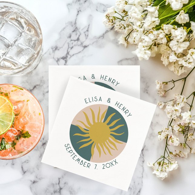 Serviette En Papier Sports MARIAGES de bord de mer Engagement moderne  (Seaside Soiree WEDDING Engagment Modern CUSTOM Napkins
)