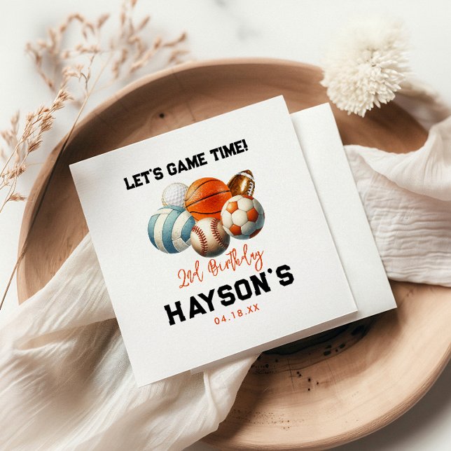 Serviette En Papier Sports modernes Enfants 2e fête d'anniversaire (Créateur téléchargé)