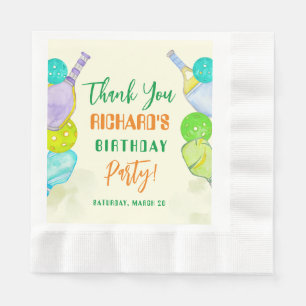 Serviette En Papier Sports Party Watercolor Pickleball thème Anniversa