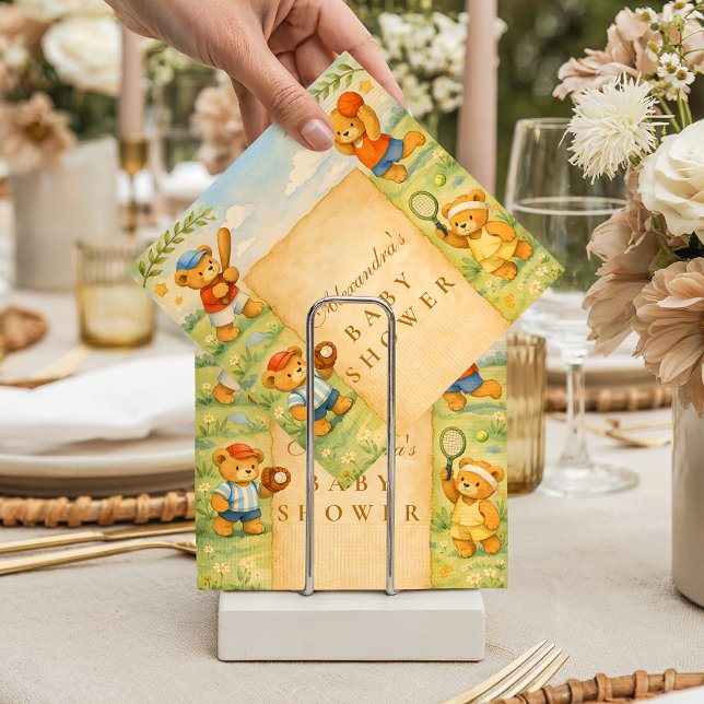 Serviette En Papier Sports Teddy Bear Baby Shower (Créateur téléchargé)