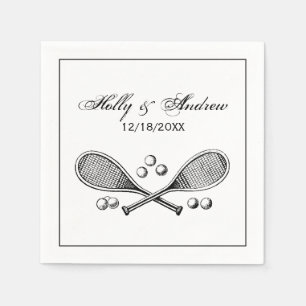 Serviette En Papier Sports Vintage Croisé Tennis Racquet Tennis Balls