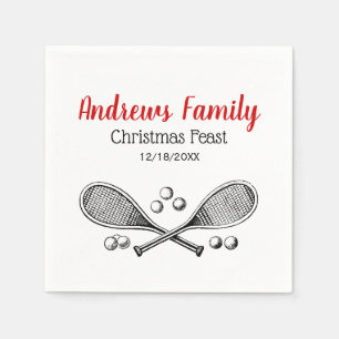 Serviette En Papier Sports Vintage Raquettes de Tennis Croisées Balles