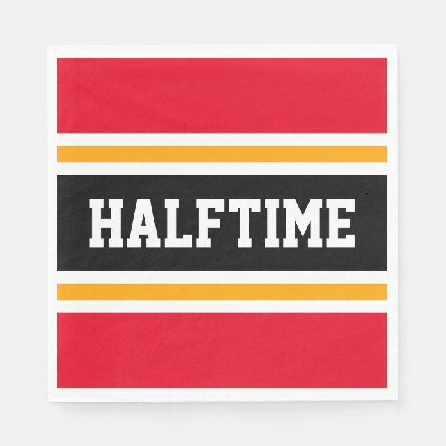 Serviette En Papier Sporty Bright Red Jaune Black HALFTIME Stripes (Devant)