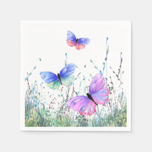 Serviette En Papier Spring Joy - Papillons colorés volant dans la natu