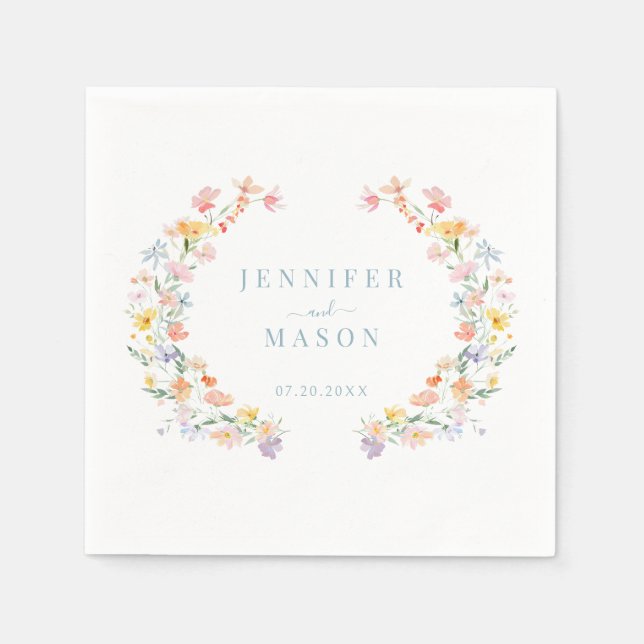 Serviette En Papier Spring Meadow Wildflowers Garden Wedding (Devant)