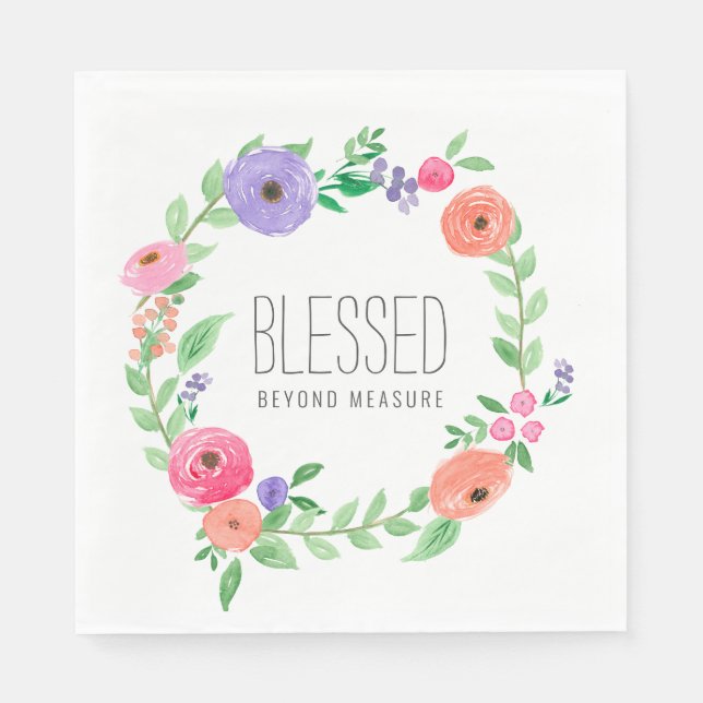 Serviette En Papier Spring Pink Floral Blessed Beyond Measure (Devant)