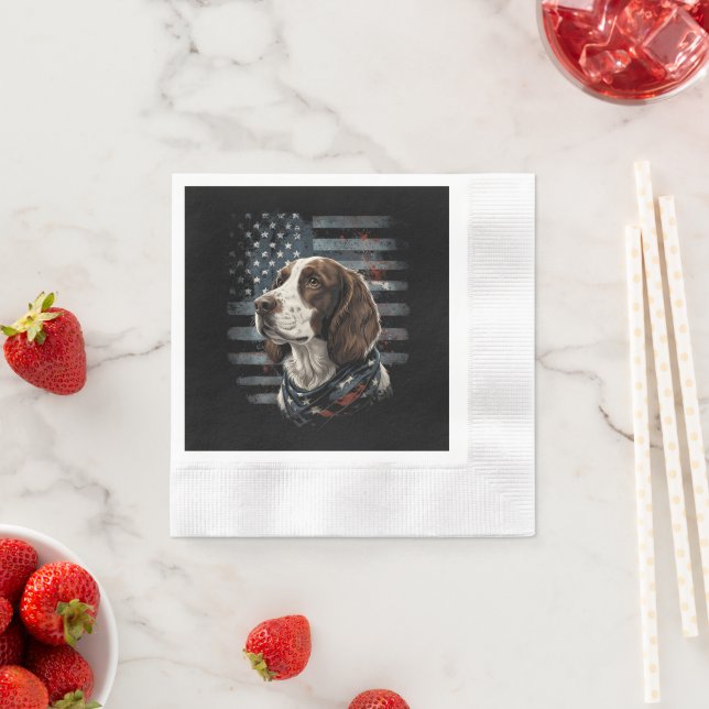 Serviette En Papier Springer Spaniel Chien Drapeau Américain (En situation)