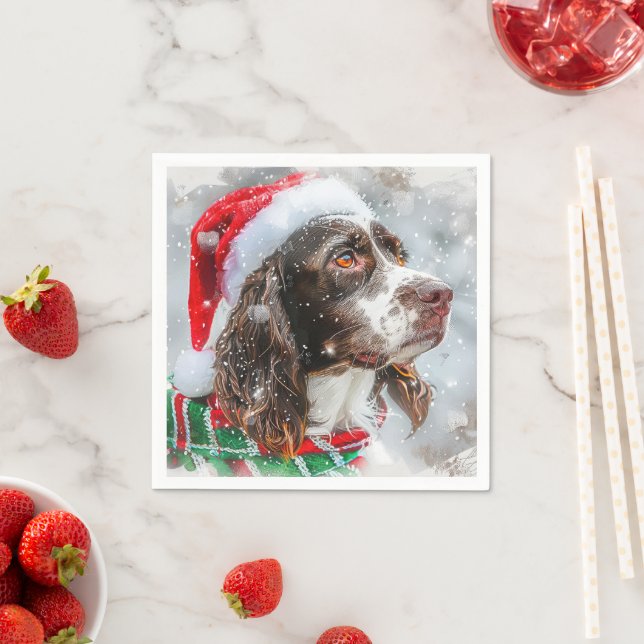 Serviette En Papier Springer Spaniel chien Noël Fête (En situation)