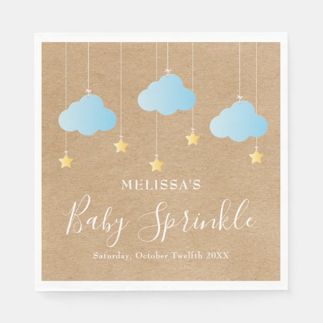 Serviette En Papier Sprinkle Baby Boy Rustique Étincelle Sprinkle / Fê (Devant)