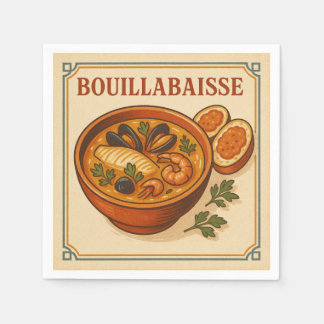 Serviette En Papier Square  Design (Bouillabaisse, Retro Style)