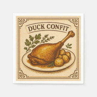 Serviette En Papier Square Design (Duck Confit, Retro Style)