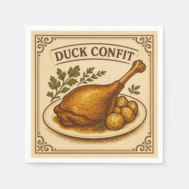 Serviette En Papier Square Design (Duck Confit, Retro Style) (Devant)