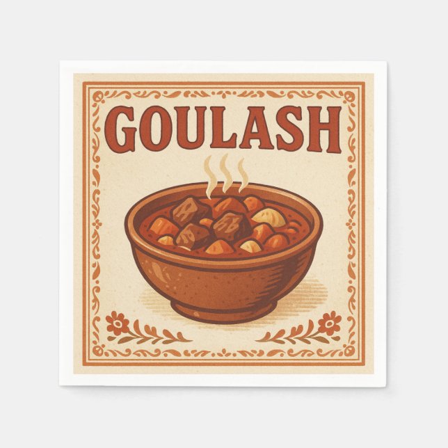 Serviette En Papier Square  Design (Hungarian Goulash, Retro Style (Devant)