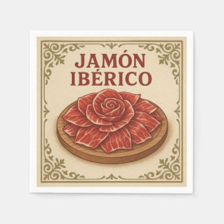 Serviette En Papier Square  Design (Jamón Ibérico, Retro Style)