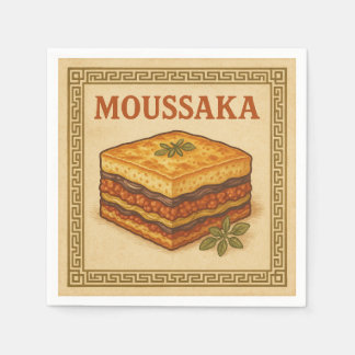 Serviette En Papier Square  Design Moussaka, Greek Style 2026