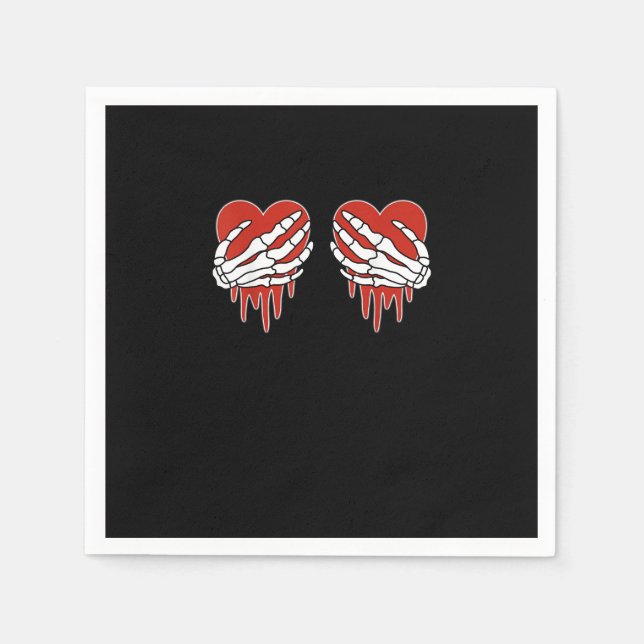Serviette En Papier Squelette anti-Valentin mains coeur Goth (Devant)